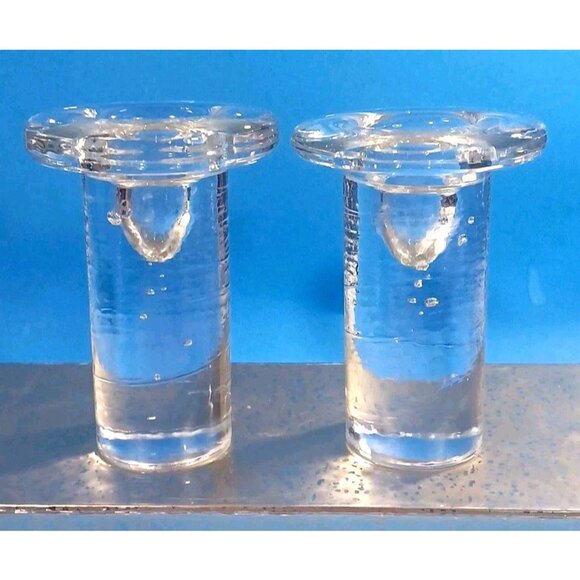 Vintage Kosta Boda Kjell Engman Cool Art Glass Bubbles Candle Holders Set  69900 - Picture 1 of 16
